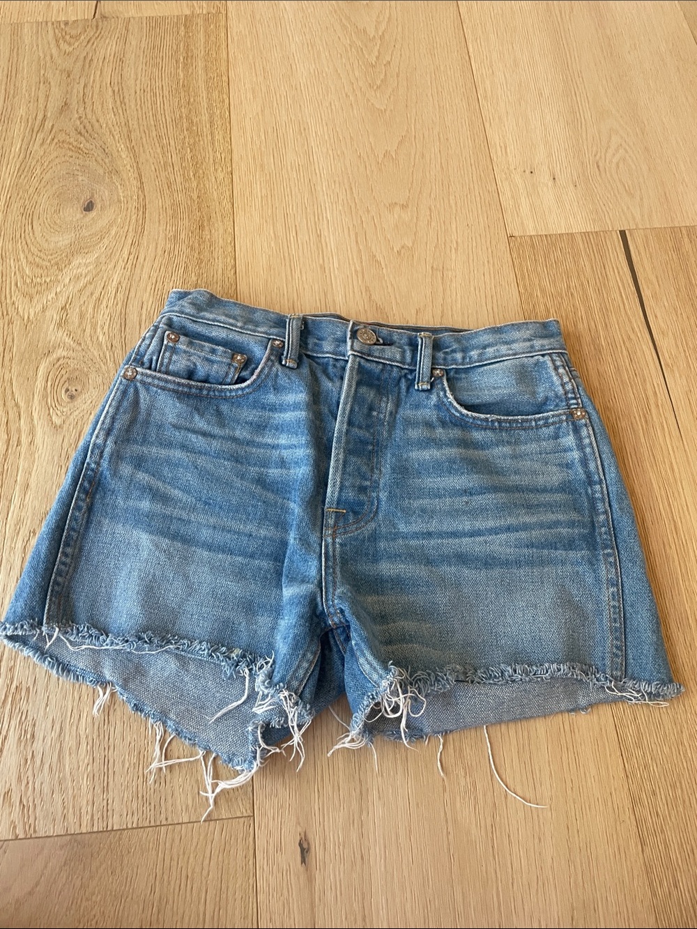 Casual Light Blue Distressed Denim Jean Shorts